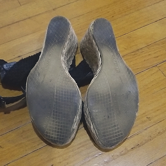 STUART WEITZMAN black crocheted espadrilles wedge modern alex - Picture 7 of 11